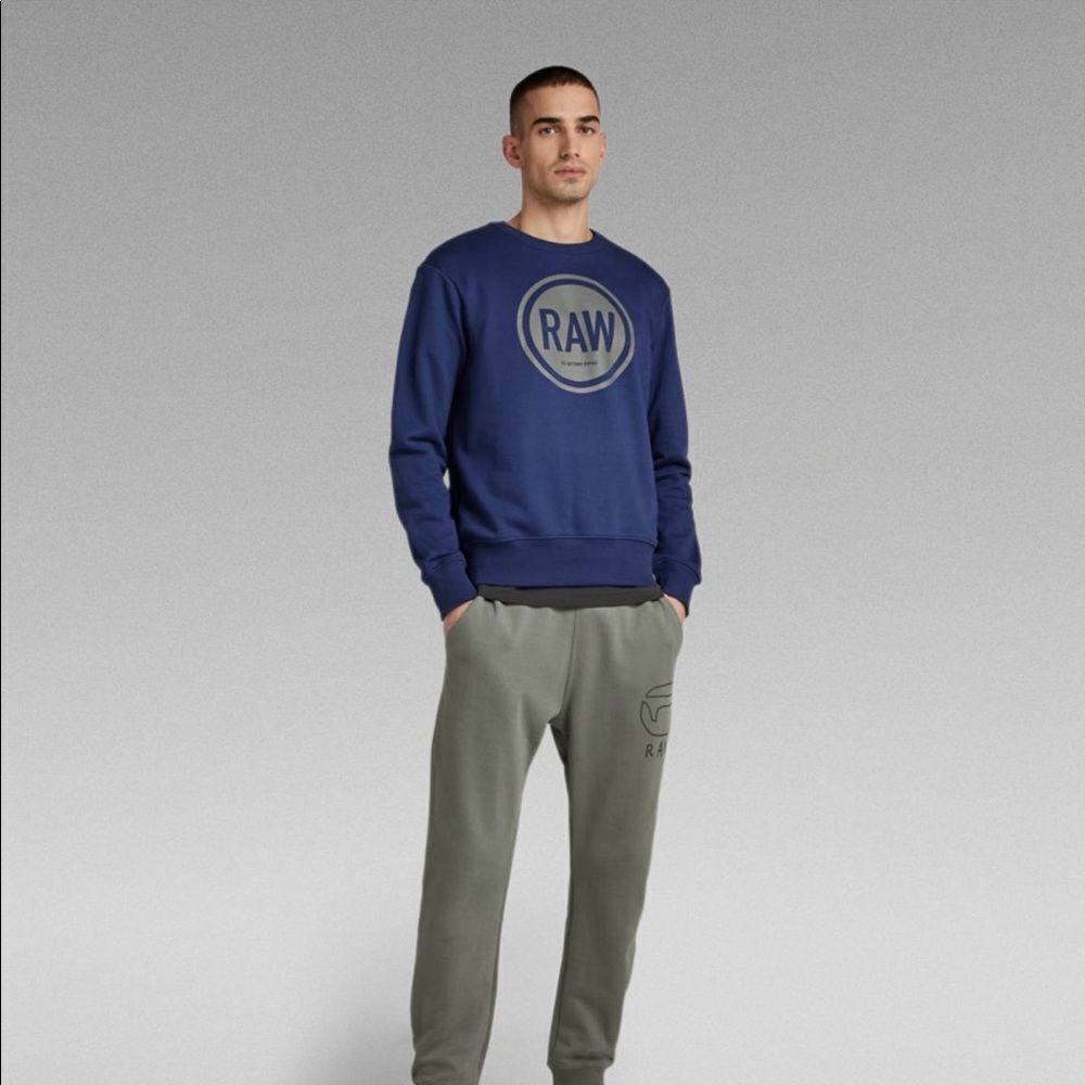 RAW G-Star CIRCLE RAW SWEATER Imperial Blue Large NWT in packaging